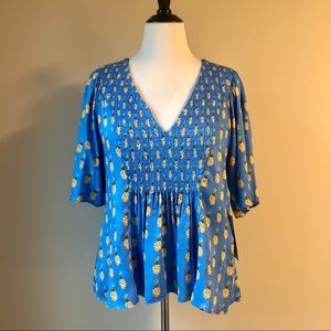 Zara Blue Pineapple Blouse